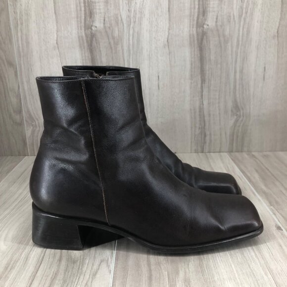 Gianni Bini Ankle Boots Womens 7M Brown Leather Zip Booties - Picture 1 of 12